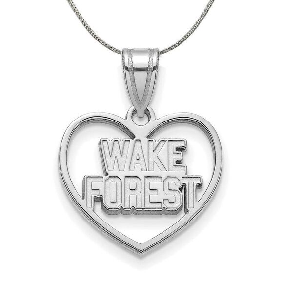 Sterling Silver Wake Forest U. Heart Pendant Necklace - 24 Inch - Picture 1 of 8